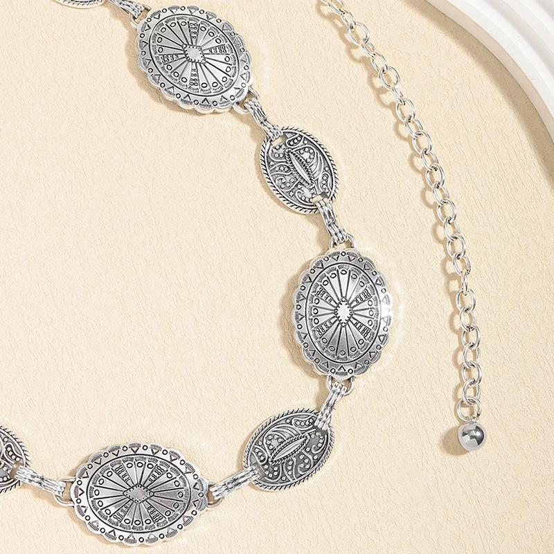 Product Introduction of Retro Style Women's Metal Waist Chain Adjustable Decorative Circle Carved Chain Belt High Style Accessories 17