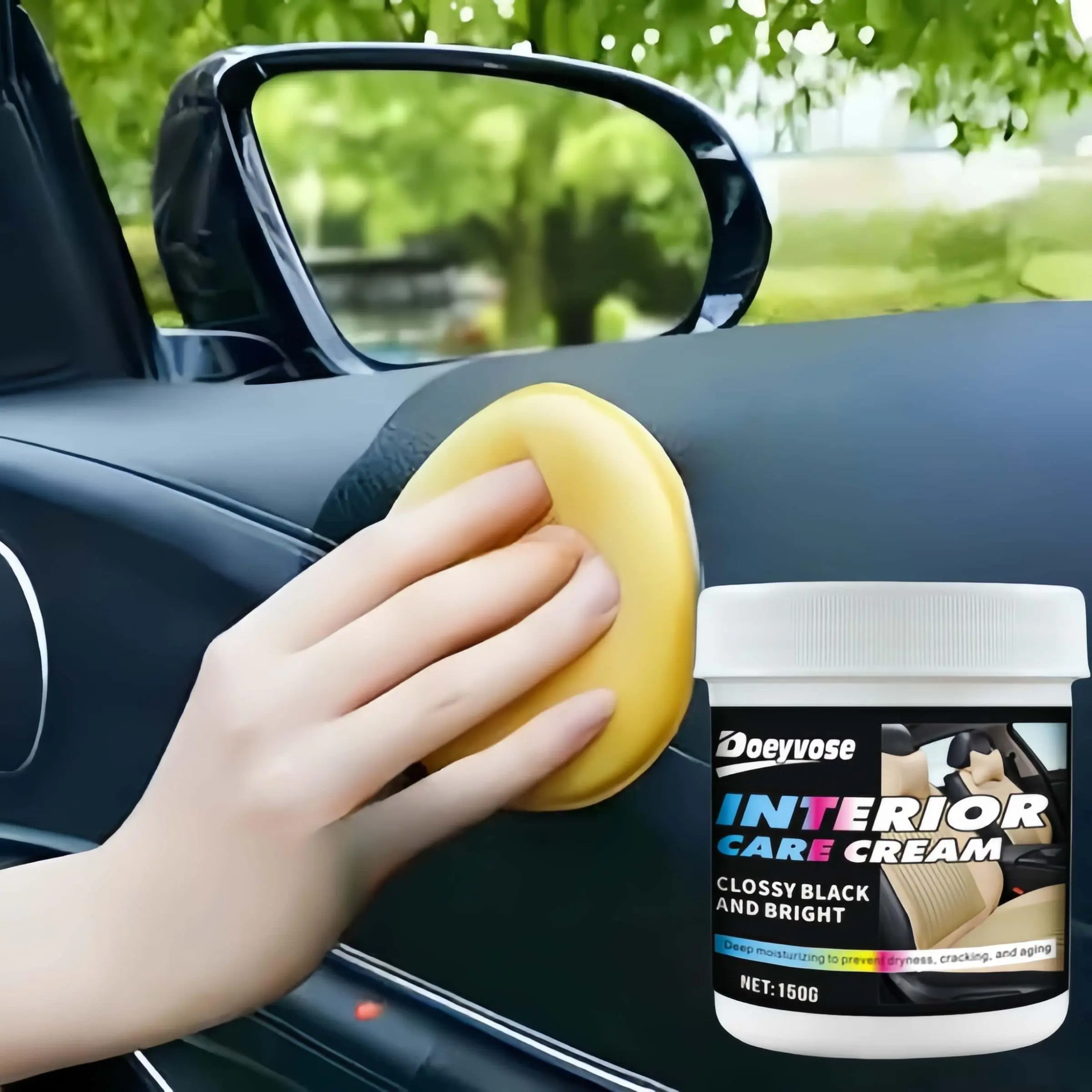 Car Interior Care Cream, 1 Set Car Seat Maintenance Oil with Sponge, Leather Cleaning Care Cream, Universal Car Interior Cleaning Product