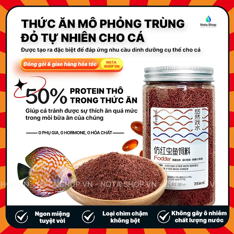 Thức Ăn Mô Phỏng Trùng Đỏ Cho Cá Cảnh - Nota Shop VN