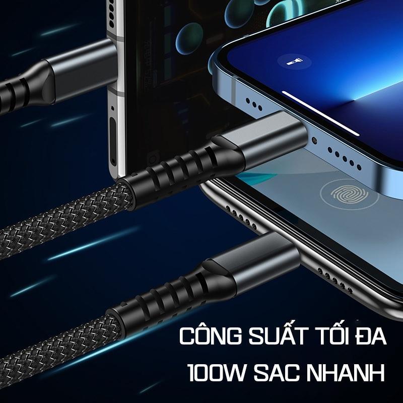 Cáp Sạc Nhanh 3 Đầu 100W - Dài 1.2m - Dây Sạc 3 Trong 1 Chống Đứt, Chống Rối. Cáp sạc điện thoại, Dây sạc 3in1 Phụ Kiện 4