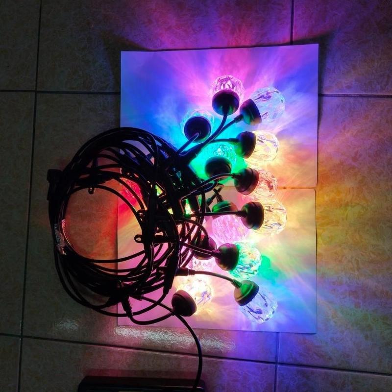 DÂY ĐÈN LED ĐÚC LIỀN ĐUÔI 10M - 15 BÓNG PHA LÊ, BÓNG TRỤ, BÓNG TRÒN KÍN NƯỚC TRANG TRÍ NGOÀI TRỜi đèn  led