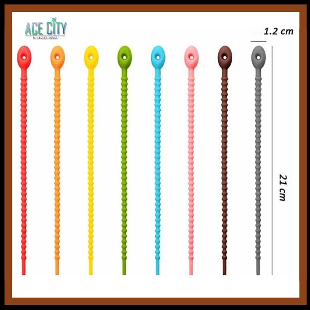 Kabel Ties Warna / Tali Karet Silikon / Pengikat Kabel Multifungsi Ukuran 17cm&21cm 3
