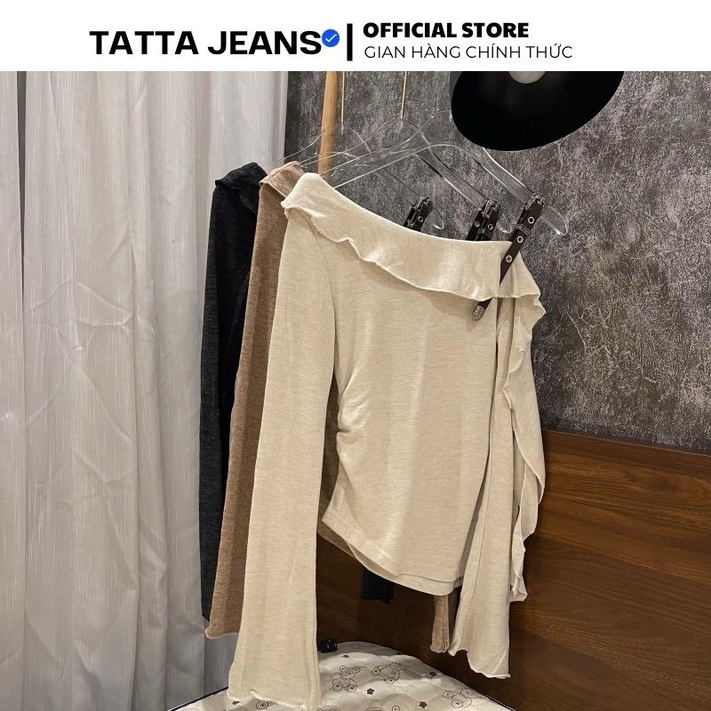 TATTA Jeans | Áo Len Lông Thỏ Lệch Vai Hàng QCCC 3 Màu Nữ Women Top