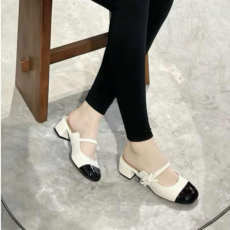  Dép Cao Gót Đế Vuông 3 phân Mũi Bóng Phối màu tinh tế  sang trọng - Giày Bánh Bèo mã Depthatno3p 