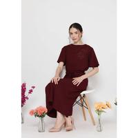 Gambar Long Dress With Pearl Detail In Maroon By Brilliant Girl - MARUN, XL dari BRILLIANT GIRLS Kota Tangerang 3 Tokopedia