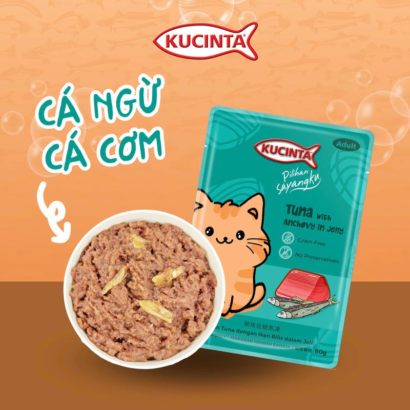 [Combo 10 gói] Pate KUCINTA gói 80gr cho mèo từ thịt cá thật, pate gói KUCINTA cho mèo mọi lứa tuổi 3