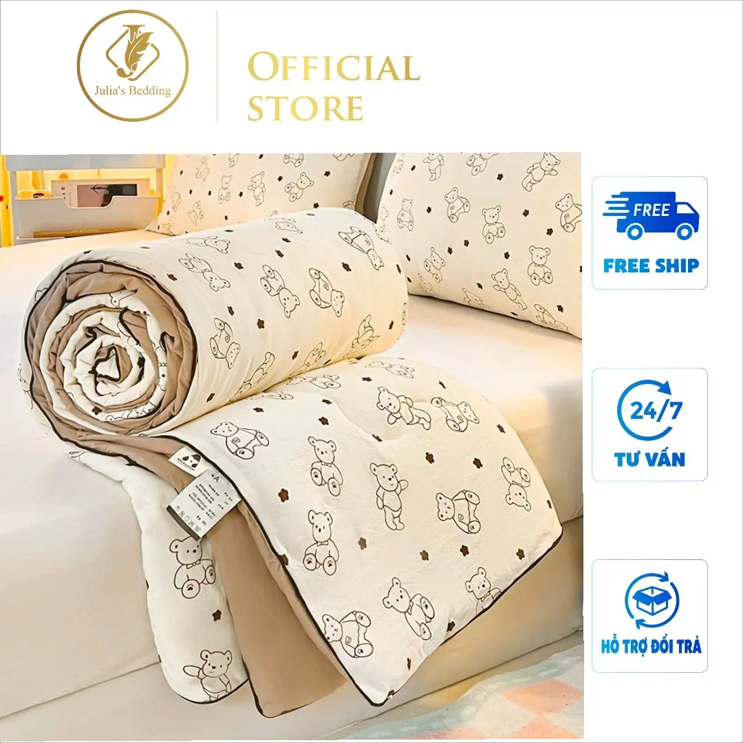 (Hot Hot) Chăn Hè cotton Đũi xơ đậu nành siêu mát, siêu mềm mịn. Mền hè kích thước rộng 2m*2m3. Chăn dùng 4 mùa quanh năm đó là màu nâu mềm mại