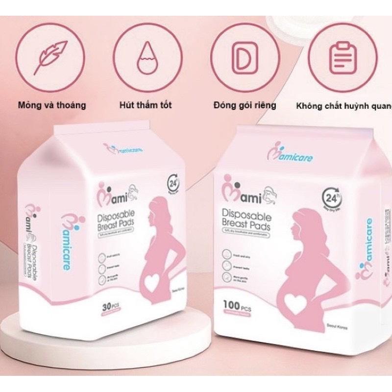 Miếng lót thấm sữa Mami Care loại 30 miếng và 100 miếng