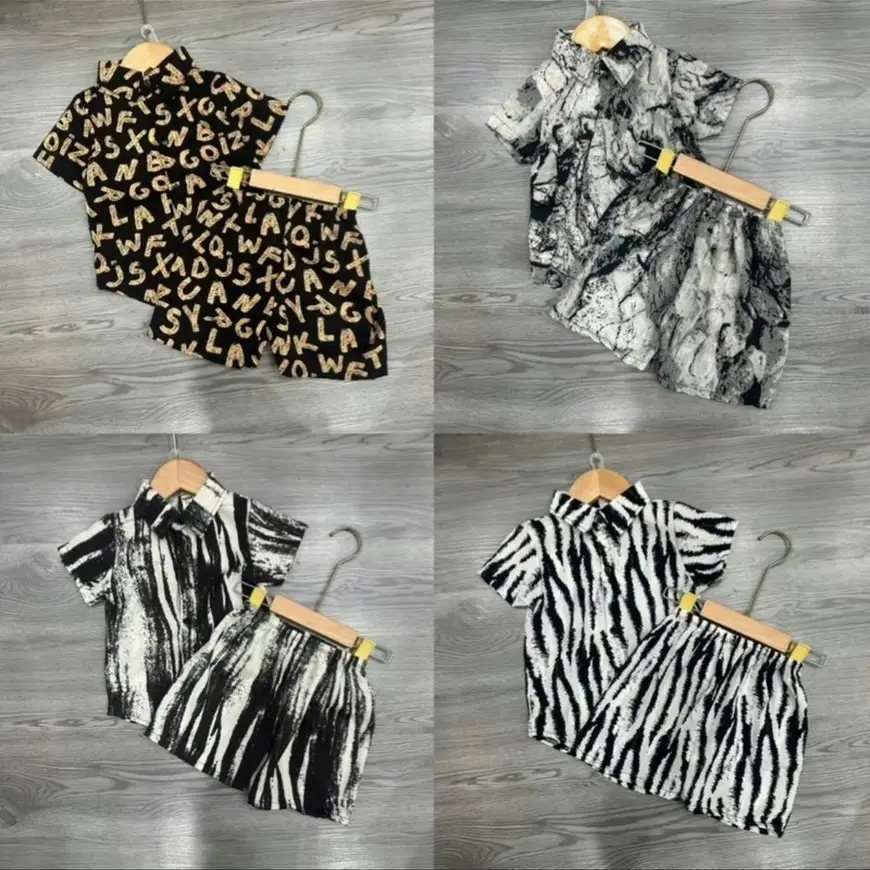 (SOMI) Bộ quần áo áo sơ mi tay ngắn quần đùi vải lụa cho bé trai và bé gái vải mát, thoáng phong cách hàn quốc size 6kg đến 30kg quanao  daitay - 1
