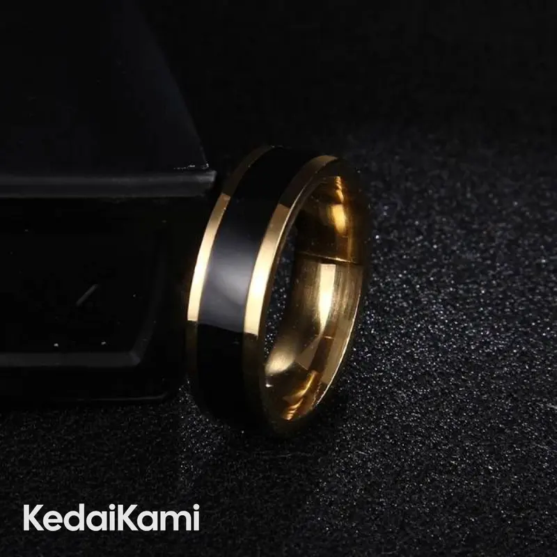 CINCIN TITANIUM PRIA WANITA COUPLE STAINLESS STEEL HITAM LIST EMAS 0