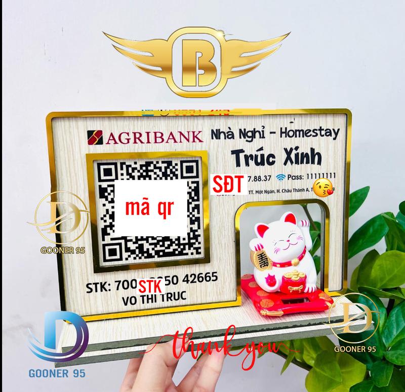 Bảng mã QR mèo thần tài, chất liệu meca, đặt tại quầy lễ tân , kiểu dáng sang trọng phù hợp mọi không gian 1