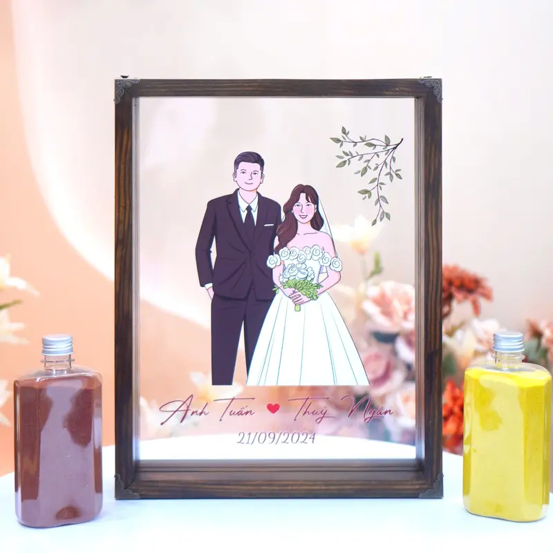 Hộp Gỗ Rót Cát, Tranh Rót Cát Ngày Cưới Vẽ Hình Màu Theo Yêu Cầu - Dailymemint 4