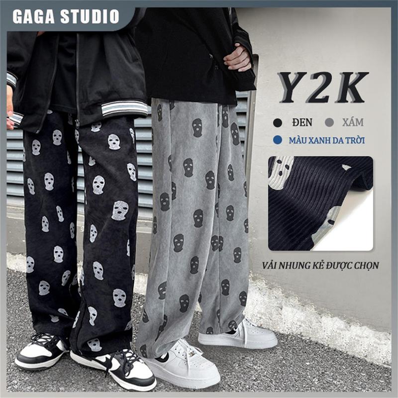 Quần Ống Rộng Nam Hàn Quốc Y2K Baggy Hiphop Phong Cách Menswear Đen/Hồng Quần Âu Unisex