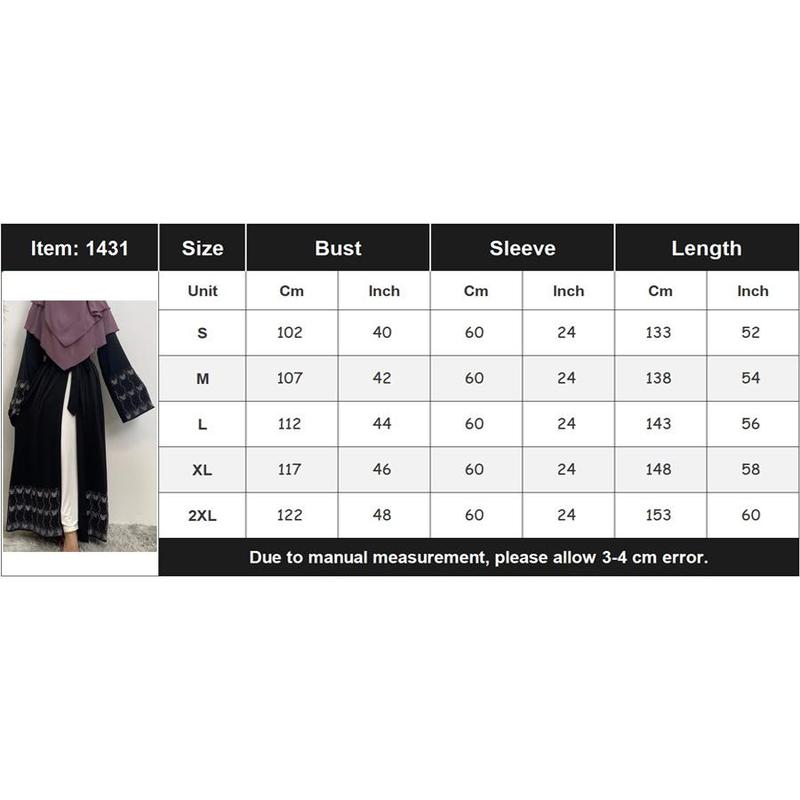 Trendy Muslim Slim Fit Cardigan with Pockets Fashion Middle Eastern Embroidered Abaya 1431 9