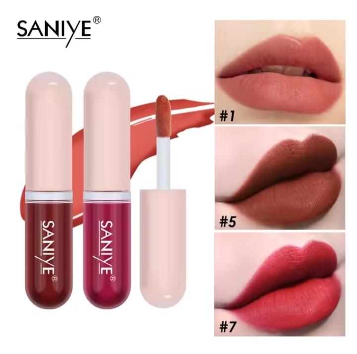 SANIYE Matte Lipstik tahan lama Waterproof Mini Kapsul Murah Lip Matte 12 warna Bibir Wanita 2