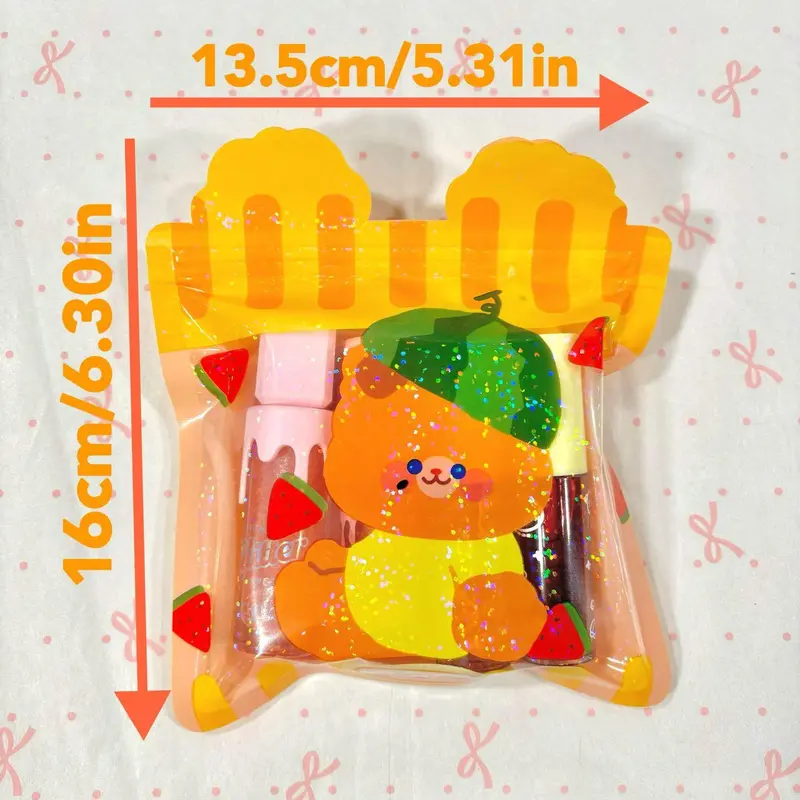 Cartoon Bear Pattern Lip Gloss Set, 4 Counts/set Glitter Lip Glaze, Long Lasting Lipstick, for All Occasions Lip Makeup, Girls Makeup Accessories, Cosmetic 1