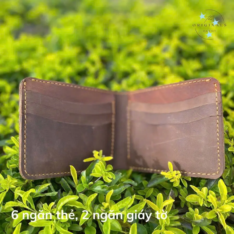Ví bò sáp thủ công kích thước 11 x 8,5 Nhiều Ngăn - Da Việt Originals