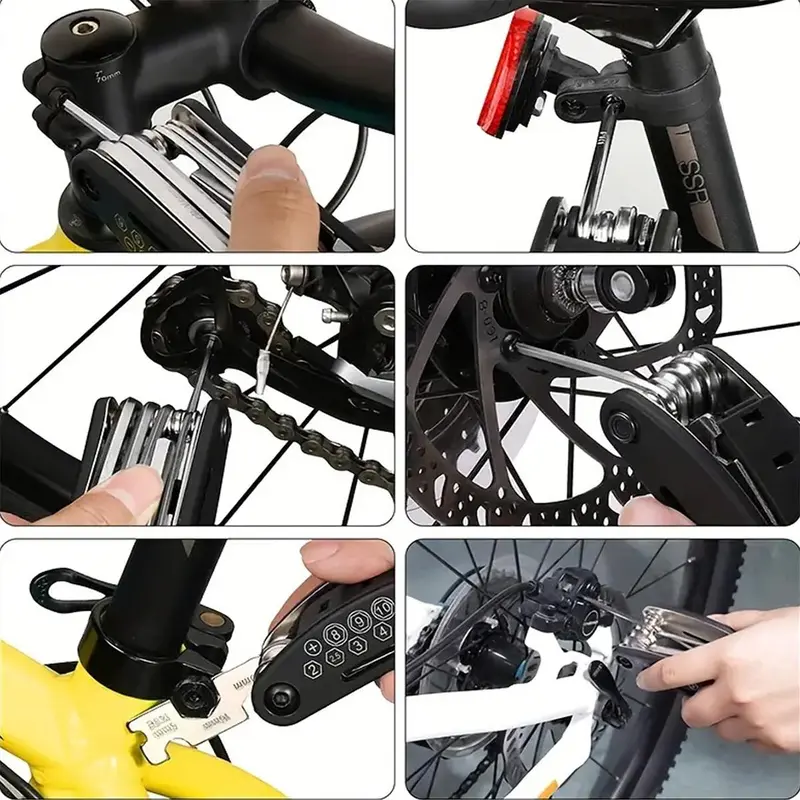 16 in 1 Repair Tool Kit, Portable Mountain Bike Repair Tool Kit, Effortless Maintenance Hex Wrench Spoke Wrench Screwdriver, Hardware, Construction Accessories 5