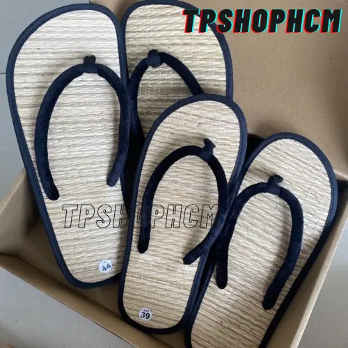Dép chiếu cói quai nhung kẹp mang trong nhà, dép văn phòng nam nữ truyền thống chất liệu thiên nhiên