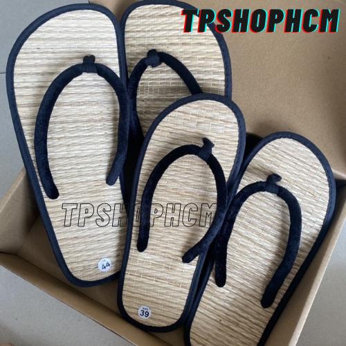 Dép chiếu cói quai nhung kẹp mang trong nhà, dép văn phòng nam nữ truyền thống chất liệu thiên nhiên