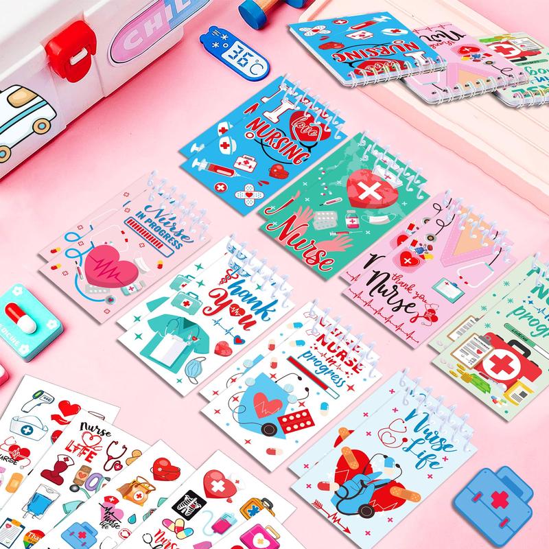 Product Introduction of Nurse Themed Mini Notepad, 24pcs/set Thank You Nurses Spiral Memo Pad, Pocket Notebook for Office Nursing Party Supplies 6