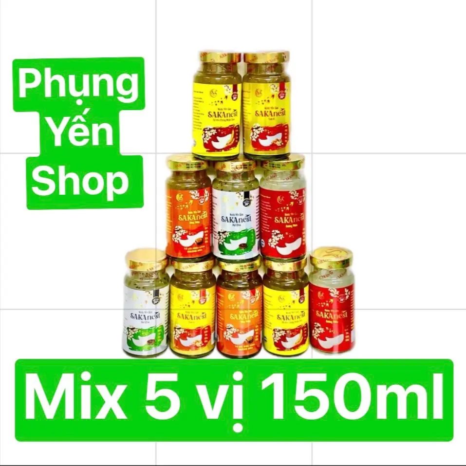 Combo 20 hũ nước Yến sào ,  SAKAnest ( mix 5 vị gồm ) đông trùng hạ thảo, nhân sâm , hạt chia, đường phèn, tam vị, 39% nước Yến sào, 150ml ( không có vỏ hộp ) sản phẩm dành cho người lớn, giúp bồi bổ sức khỏe.