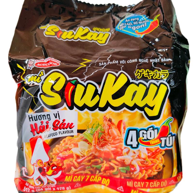    Bịch 4 Gói  1 Bịch Gồm 4 Gói Mì Siukay 128g Hương Vị Hải Sản. Mì Cay 7 Cấp Độ. Tự nhiên Miến 