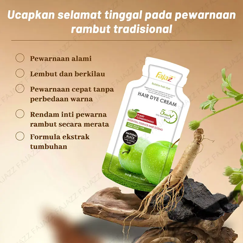 【DD5.5】【FAJAZZ】【5bungkus x 30ml+Masker rambut gratis】5pcs=150ML/Pewarna rambut ekstrak tumbuhan, tidak mengiritasi kulit, dan Anda dapat dengan mudah mewarnai rambut di rumah/Hitam Alami/Warna Coklat Tua/Warna Kopi