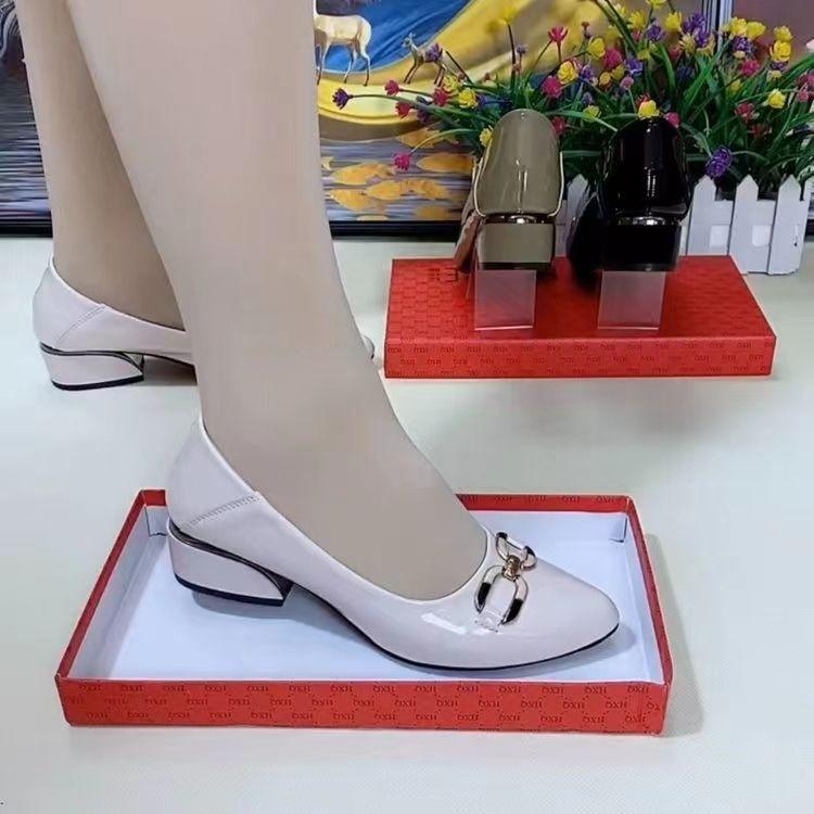 Giày Thời Trang Nữ, Phong Cách 400, Gót Chunky, Đế Mềm, Da Mềm, Mũi Tròn, Gót Giữa, Giày Cao Gót, Thích Hợp Cho Mùa Lò Xo Và Mùa Thu, Hàng Mới Về Năm 2024 3