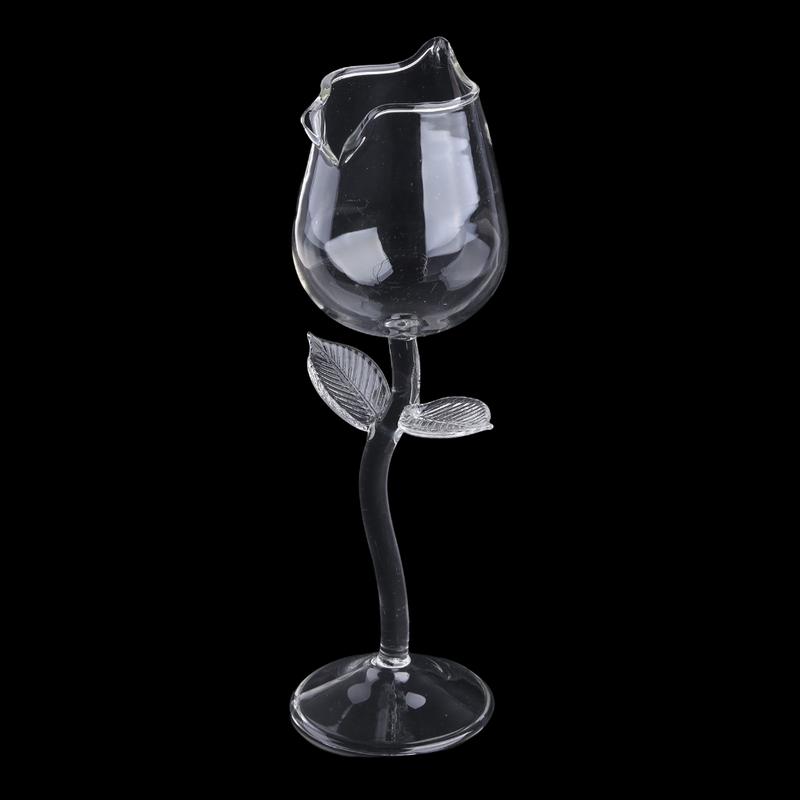 HCSJ 100ml Fancy Red Wine Goblet Exquisite Rose Flower Shape Wine Cocktail Glasses 1