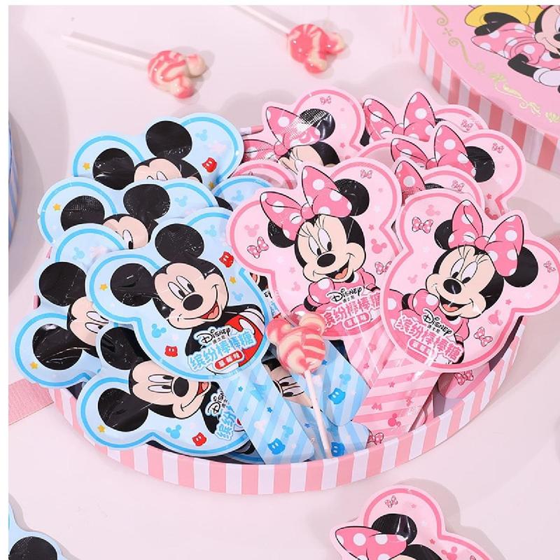  Combo 5 Que Kẹo Mút Sữa 2 Vị Dâu  Nho Hoạt Hình Disney Chuột Mickey  Minnie  Donald Daisy Snack Ăn Vặt Candy Food Thức Ăn 
