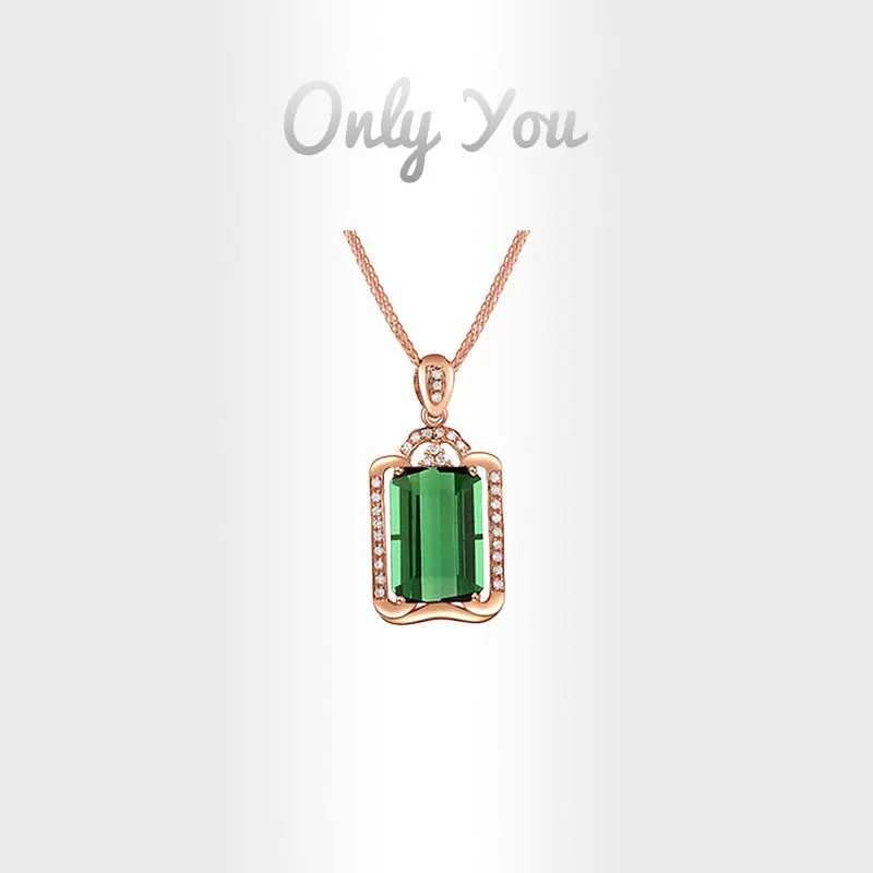 Only You S925 Silver New Square Diamond Elegant Emerald Pendant Necklace