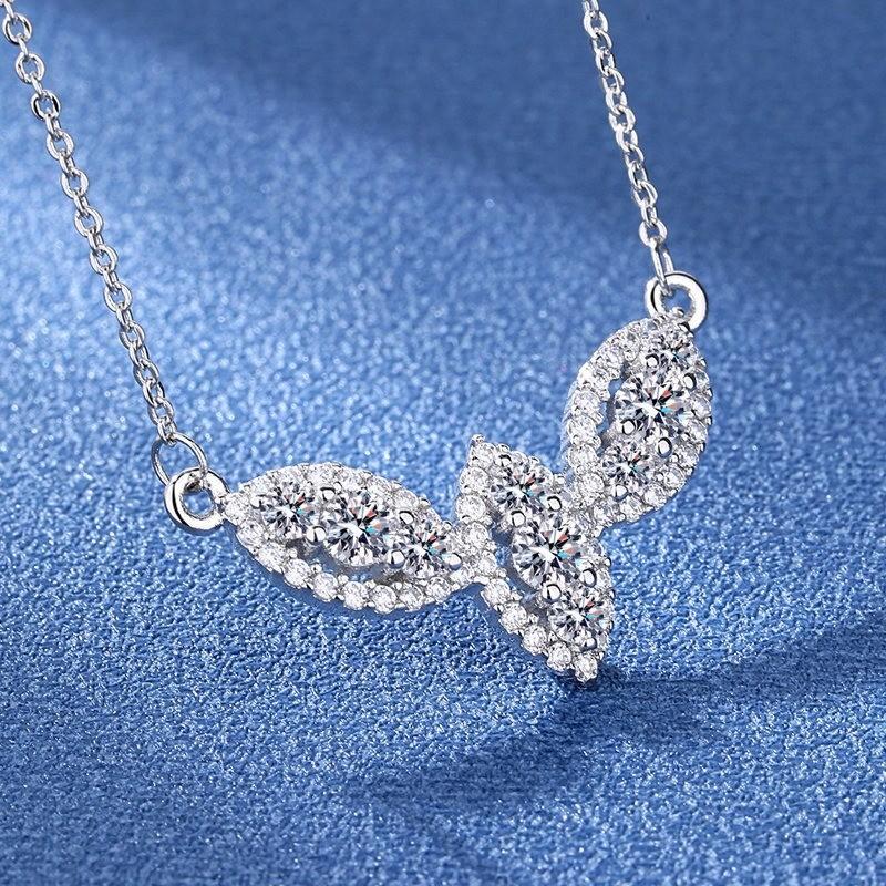 (With Gra Certificate)S925 Silver Leaf Moissanite Necklace Closure Pendant 3