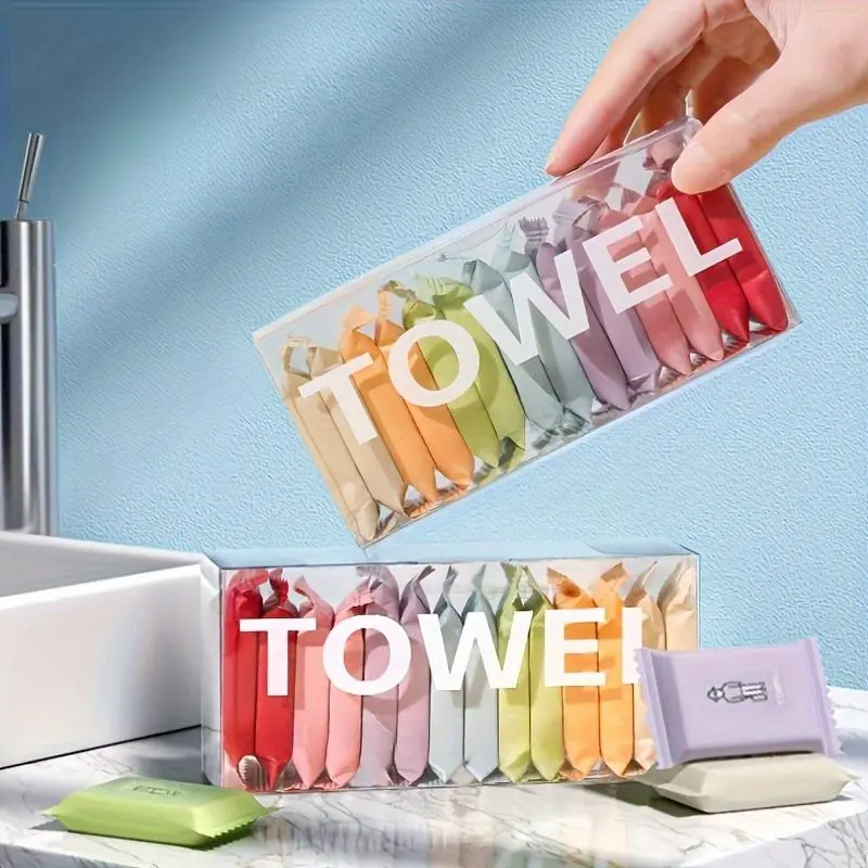 Portable Compressed Towel Sets, 14pcs/set Disposable Face Towel for Outdoor Camping Travel, Soft and Comfortable Face Towel, Bathroom Supplies