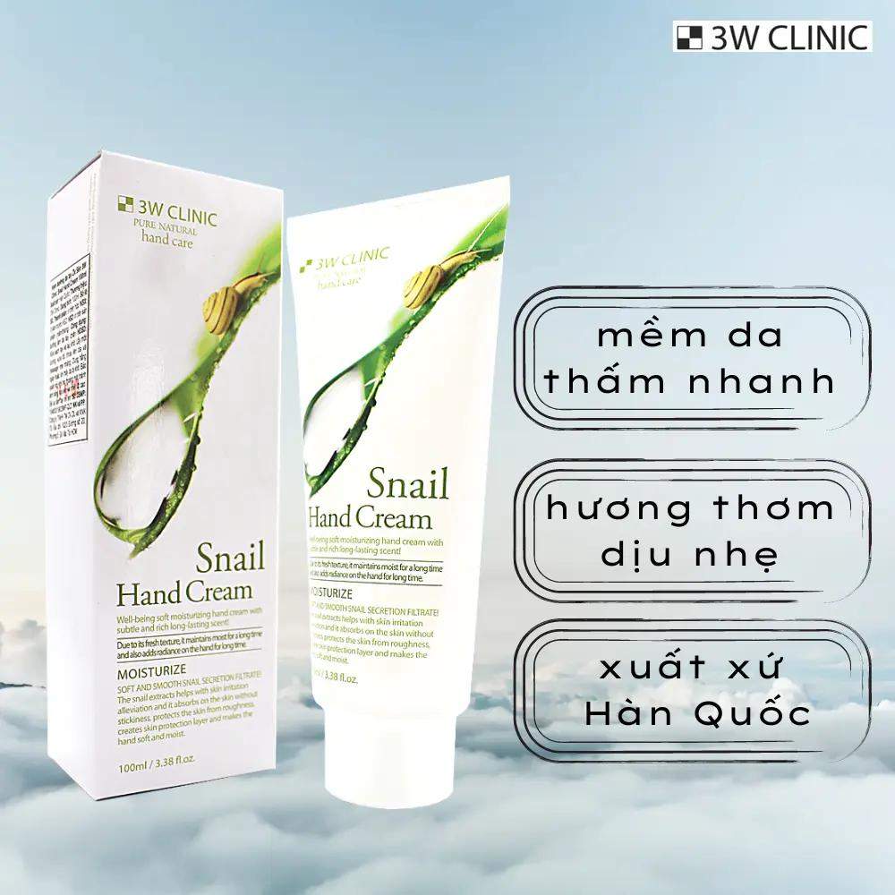 Kem Dưỡng Da Tay, Phòng Tắm 3W, Chăm Sóc Da Mặt, Chiết Xuất Ốc Sên, 100ml