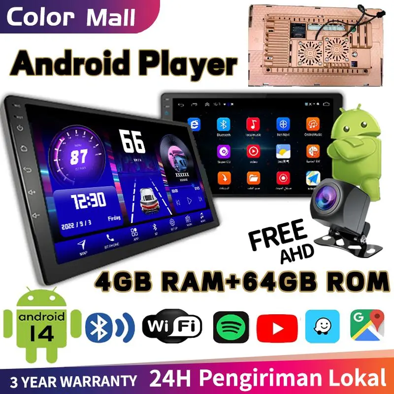 with cooling system4G+64G IPS Screen Head Unit android 7/9/10 Inch Car Android 13 Navigasi Untuk TOYOTA Daihatsu Mitsubishi android mobil 10 inch ram 4 HONDA SUZUKI Hyundai NISSAN Double Din tv mobil android 0