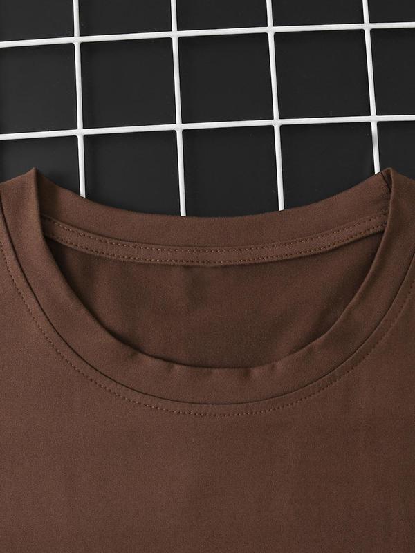 Men's Regular Fit Letter Print Round Neck Tee, Casual Short Sleeve Crew Neck T-shirt for Daily Wear, Fashion Men's Top for Summer 2