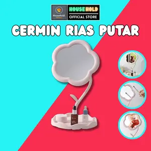Cermin Meja Rias Berputar Dengan Dudukan Bunga Desain Estetis Modern Alat Rias Serbaguna Untuk Rumah Kualitas Original Promo Hemat Harga Terjangkau Peralatan Kecantikan Praktis 0308