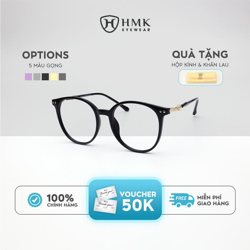 Gọng Kính Cận Nhựa Phối Càng Lõi Kim Loại HMK Eyewear Oval Form To Đa Sắc Màu Thời Trang Nam Nữ - KL83019