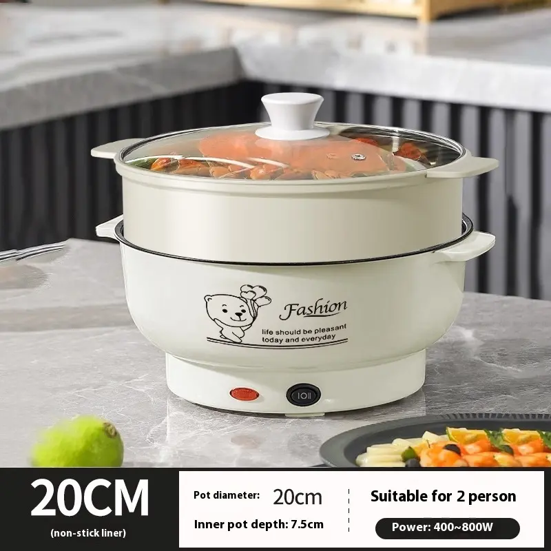 【Freedom】Hot pot Panci Listrik Multifungsi Anti Lengket Free kukusan / Steamer Lapis Keramik Teflon cooking pot Serbaguna
