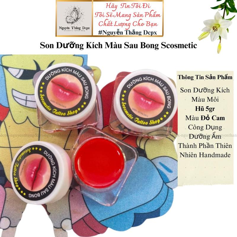 Son dưỡng gấc kích màu môi,hũ gấc ScosmeticTattooshop 5g chiết suất từ thiên nhiên màu đẹp-Handmade