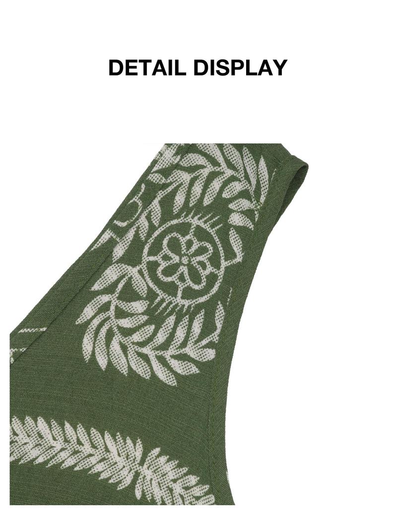 Product Introduction of Women's Floral Print Deep V Neck  Dress, Boho Sleeveless Long Dress for Beach Holiday Vacation, Ladies Summer Clothes 9