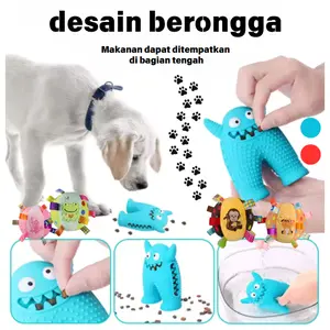 Mainan mengunyah anjing karet monster kecil / bisa menaruh mainan anjing makanan / mainan anjing katak kain