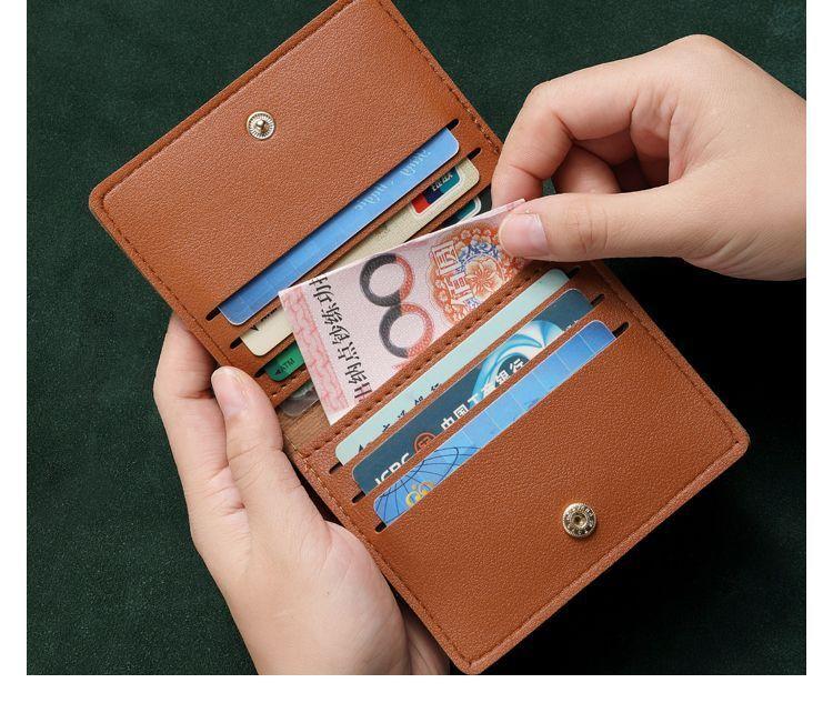 Product Introduction of Card Holder Real Soft Leather Short Small Bank ID Card Holder Driver's License Wallet Simple Light Anti-Degaussing Card Clamp 9