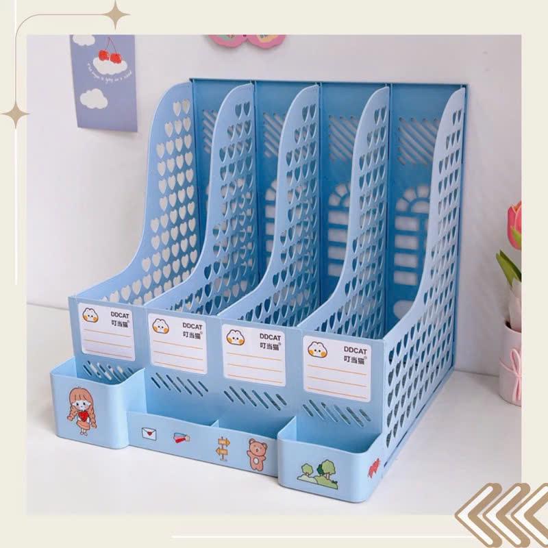 Giá Để Tài Liệu 4 Ngăn Kệ Nhựa Đựng Sách Đơn Giản Decor Bàn Học Tặng Kèm Sticker 2