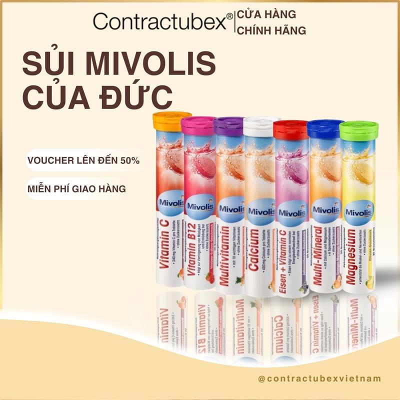  Viên sủi Mivolis Hỗ Trợ Hệ Miễn Dịch Tăng Sức Đề Kháng thỏi 20 viên của Đức đủ 7 vị vitamin C canxi B12 sắt đa khoáng 