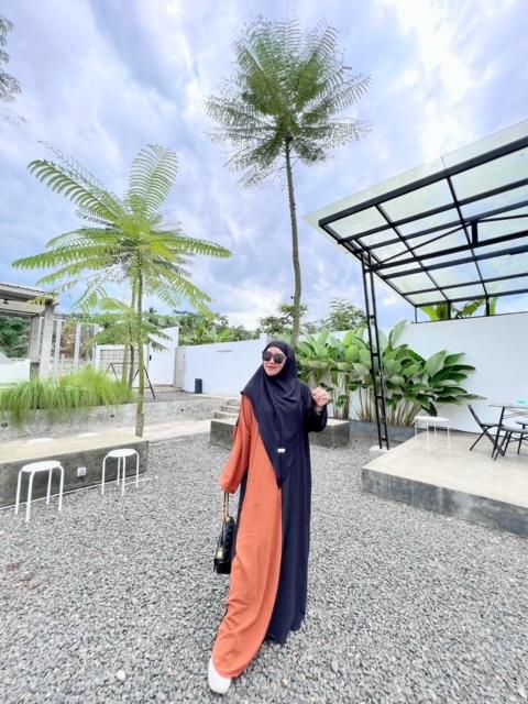 Gamis Abaya Nazira Crinkle Airflow Anti kusut anti lecek Syari Muslim Kombinasi Dress Wanita Simple Dewasa Remaja Mewah Motif Ibu Hitam 2