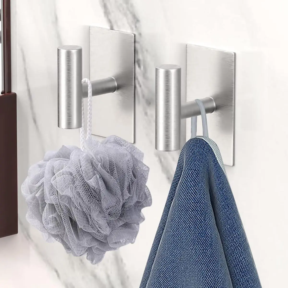 Punch Free Bathroom Hook, 1/2 Counts Door Coat Hook, Household Storage Organization for Kitchen, Bedroom, Bathroom, Office, Desk