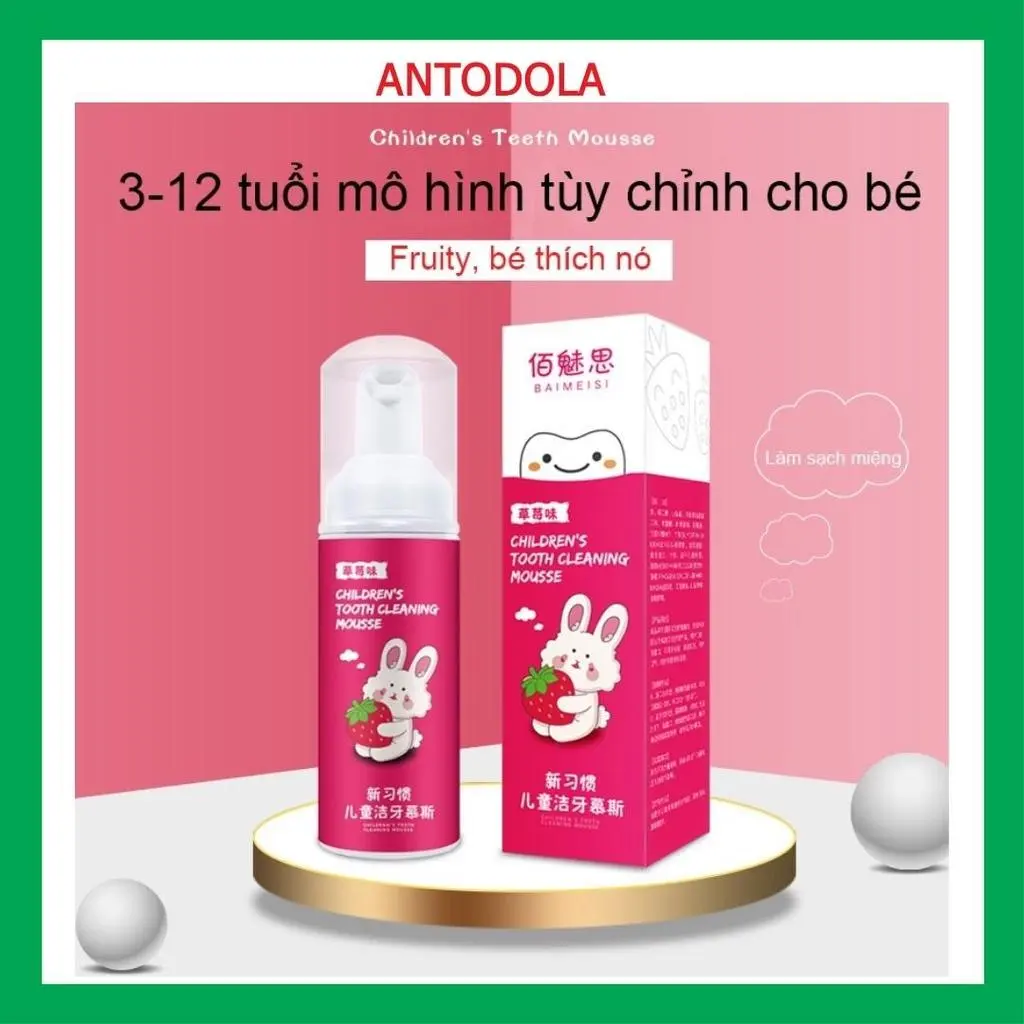 [HCM] BAIMEISI Kem Đánh Răng  Dạng Bọt Nuốt Được Chống Sâu Răng Hương Dâu và Hương Cam Mom And Son EC