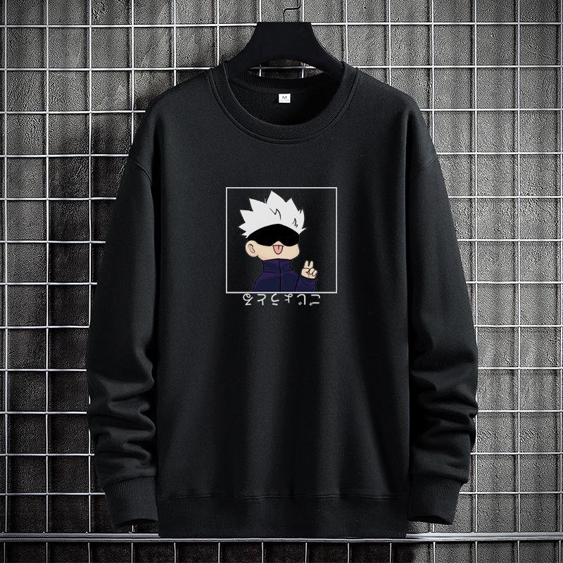 Sweater Oversize Crewneck Anime NVX02 Basic Pria/Wanita/Remaja/Dewasa Cowok Cewek Black Sweater 8